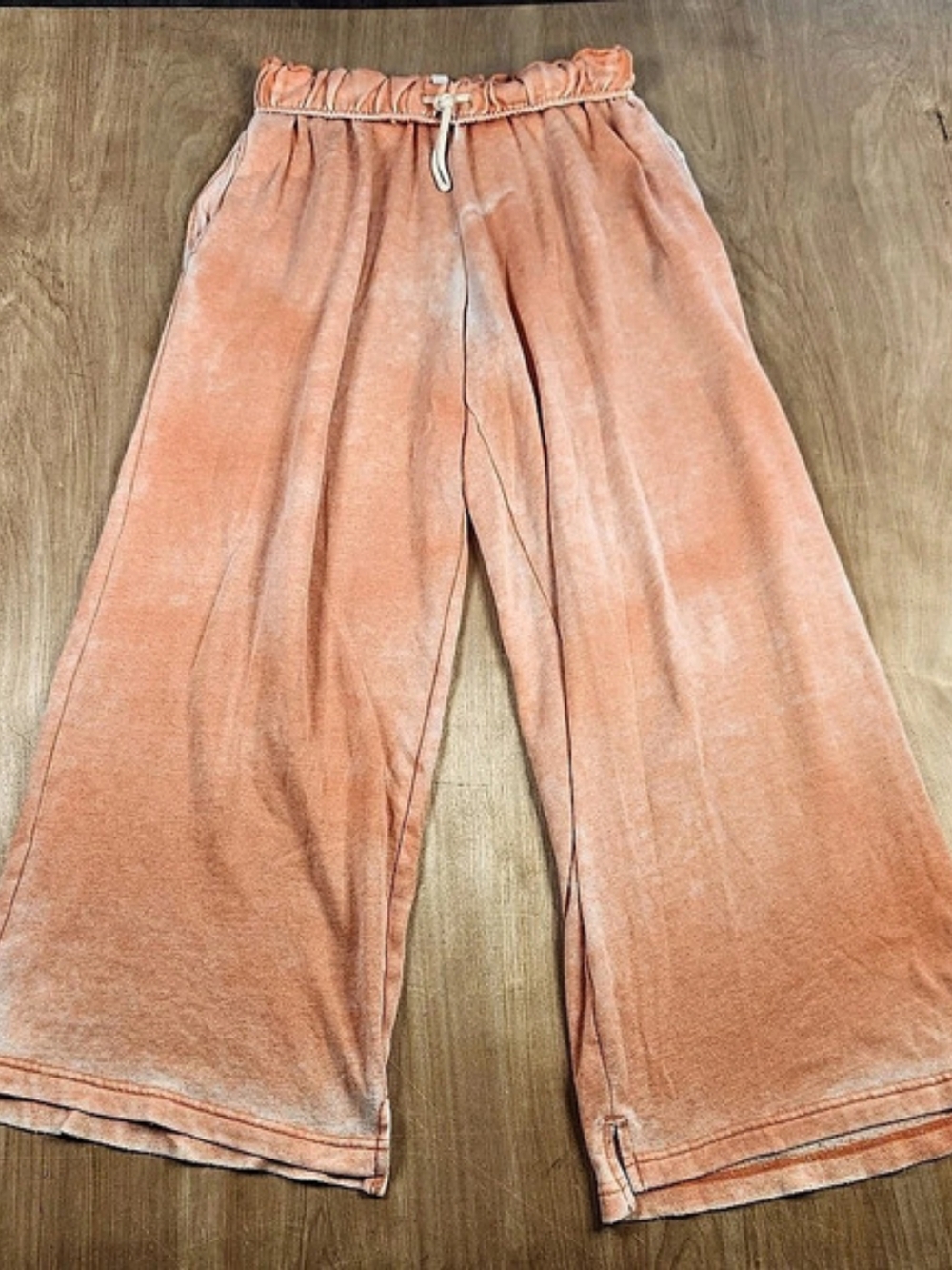 Out From Under Women's Wide Leg Terry Cotton Lounge Pants in Burnt Orange M